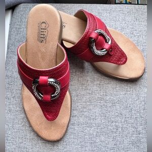 Women's Red Sandals with Silver accent